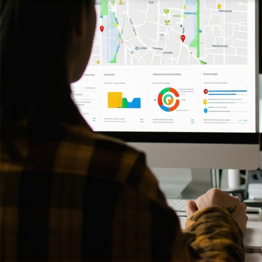 Analyzing Local SEO Data SEO specialist reviewing maps ranking analytics on a laptop