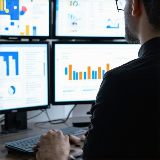 Deep Dive into Local Search Analytics SEO professional analyzing local search data on screens