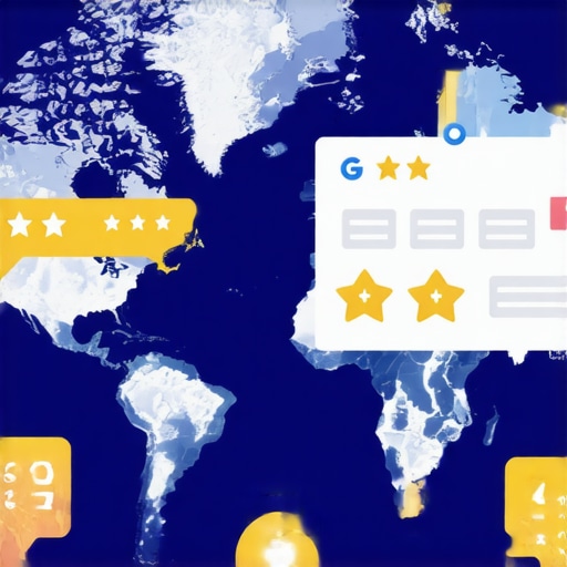 Illustration showing local SEO tactics like reviews, citations, and maps optimization