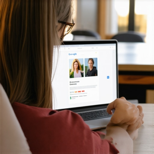 Business owner interacting with Google Business Profile on a laptop