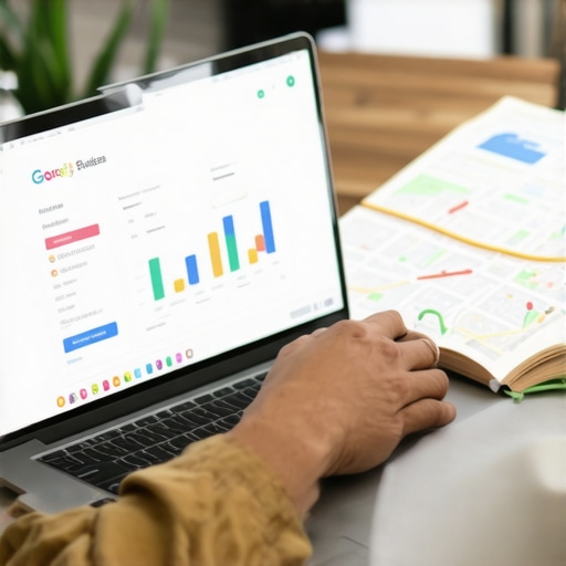 Business owner optimizing Google Business Profile on laptop