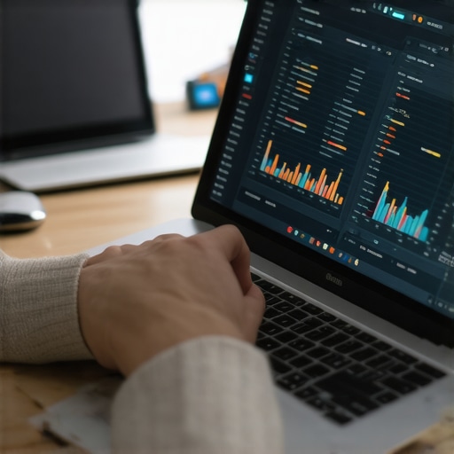 Person reviewing SEO analytics on a laptop with charts and graphs related to Google Maps rankings