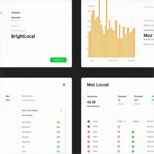 Screenshot showing BrightLocal and Moz Local dashboards with rankings and citation data.