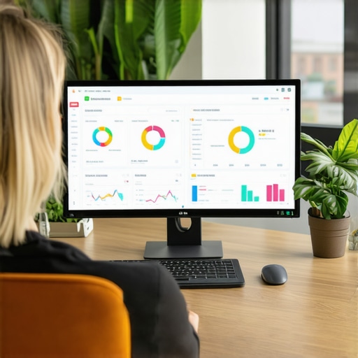Person analyzing local SEO dashboards on a computer for GBP maintenance