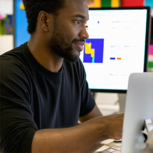 Optimizing Google Business Profile Business owner editing and updating Google Business Profile on computer in modern office