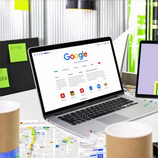 Optimizing Google Business Profile for Local SEO Business owner working on Google Business Profile for local SEO enhancement.