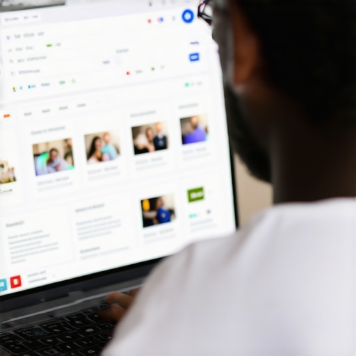 Business owner optimizing Google Business Profile with laptop showing local search results