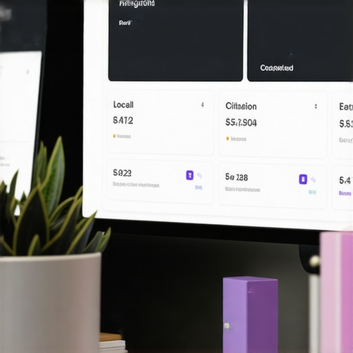 A person analyzing SEO and citation metrics on a computer screen for local search optimization.