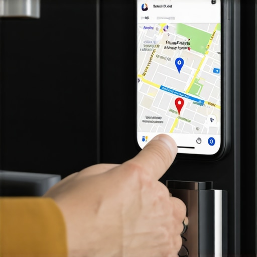 Person's hand locking a vault with a smartphone displaying Google Maps