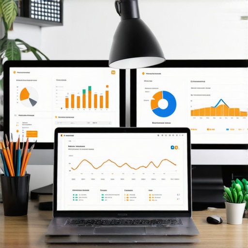 Laptop screen showing local SEO analytics with various tools and reports.