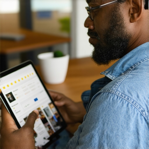 Business owner replying to reviews on a digital device, demonstrating customer engagement