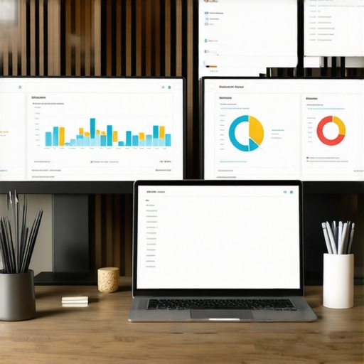 A workspace showing various SEO, analytics, and design tools used for managing local SEO campaigns.