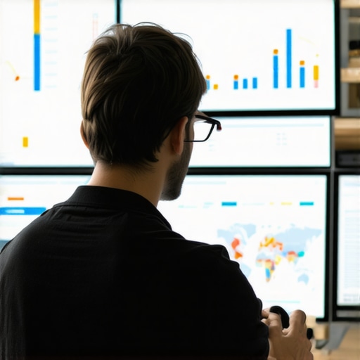 Person reviewing SEO analytics and maps on computer screens to maintain local rankings.