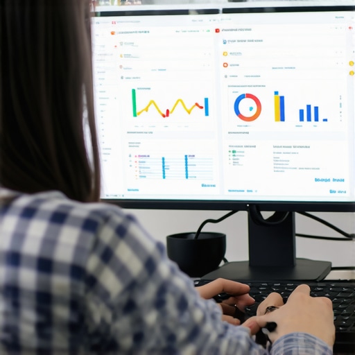 Person analyzing local SEO data on multiple screens with SEO tools active.