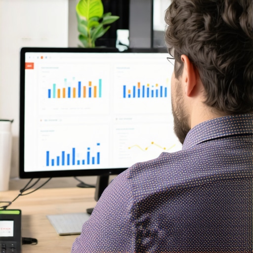 Digital marketer using SEO analytics tools to monitor local search rankings and reviews