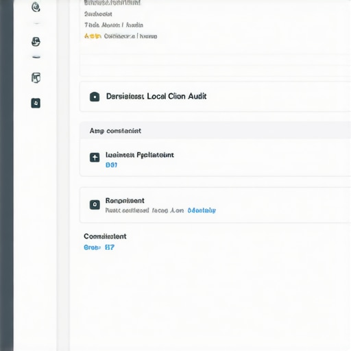 Laptop screen showing audit of online business listings with inconsistent NAP information.