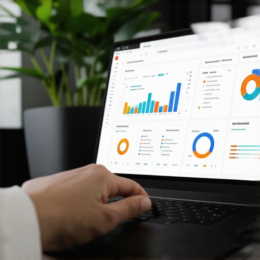 Person analyzing SEO data on laptop with graphs and analytics tools