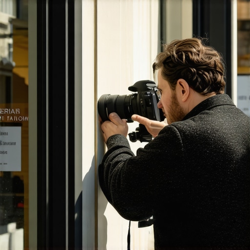 Authentic Business Photos Boost Ranking Business owner capturing genuine photos of storefront to improve Google My Business listing