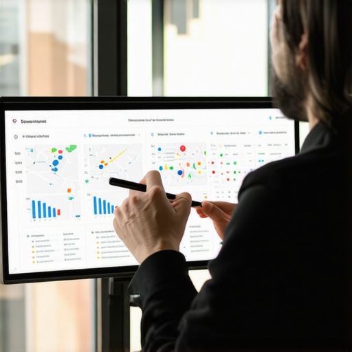 Person reviewing maps and SEO metrics on a computer